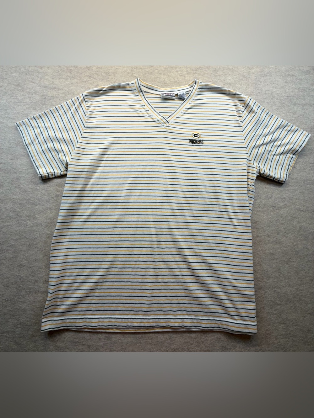 Vintage Green Bay Packers Game Day Moretz Striped V-Neck Shirt 18/20W NFL